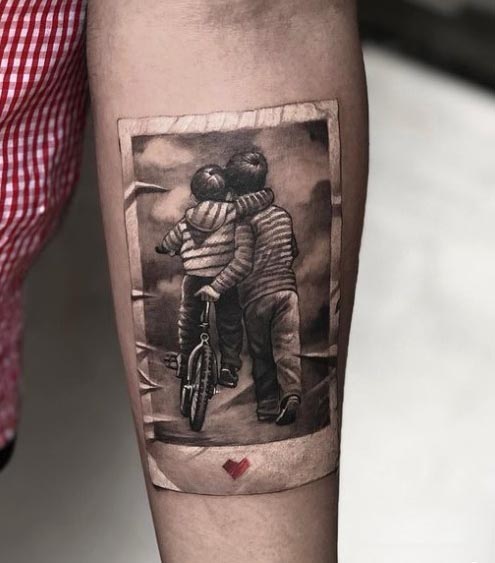 childhood friendship photo style tattoo