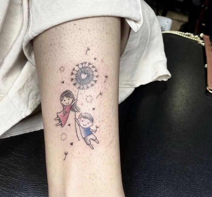 childhood friendship tattoo design