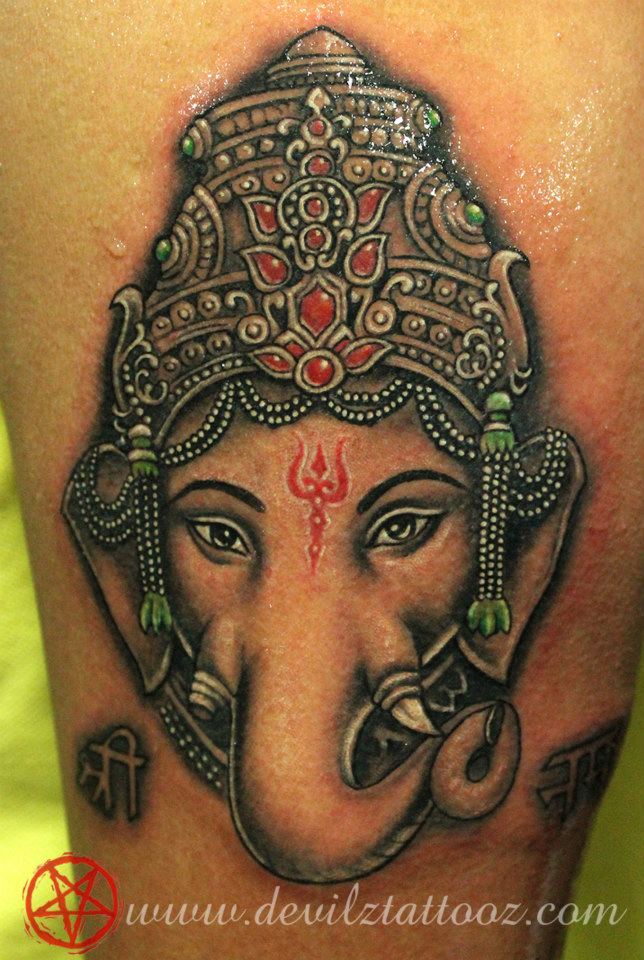 ganesha color shree namo tattoo