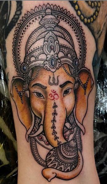ganesha mandala tattoo on hand