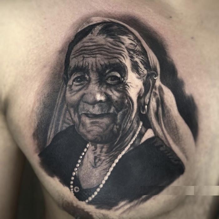 grandmothers portrait tattoo