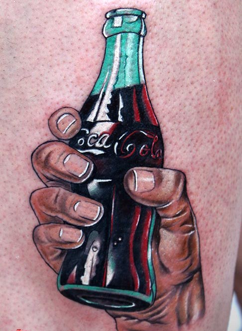 coke coca cola in hand tattoo