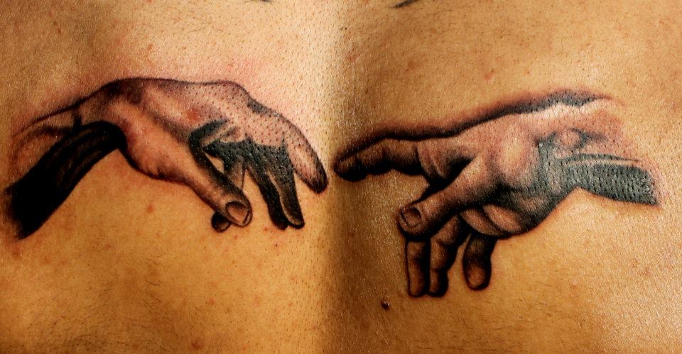 god human hand tattoo art