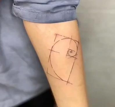 half heart shaped tattoo geometric linework female forearm