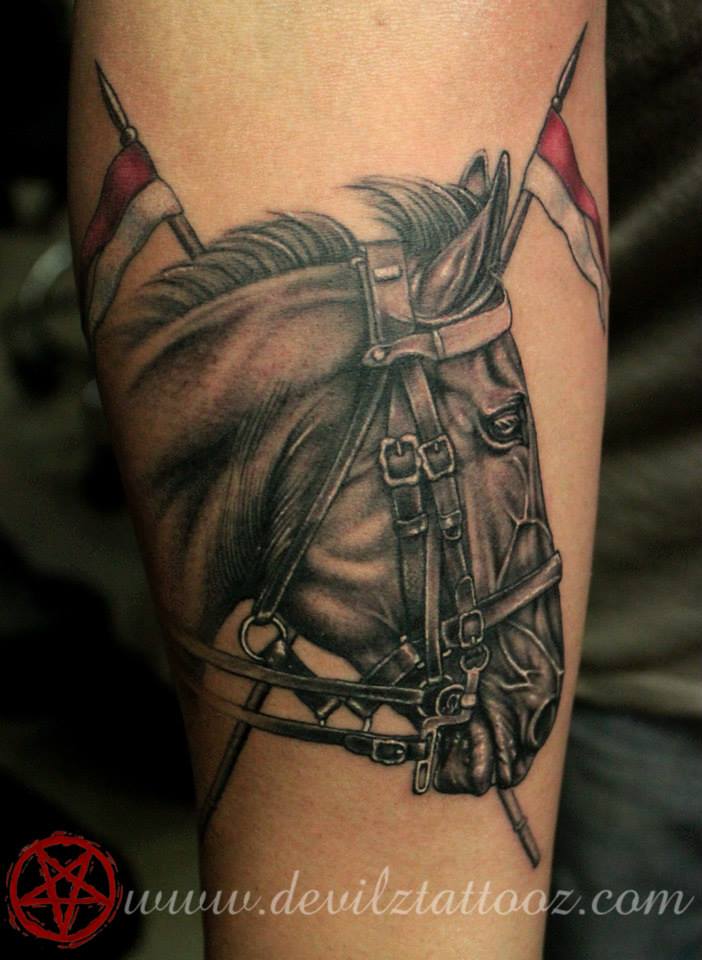 army horse tattoo flag