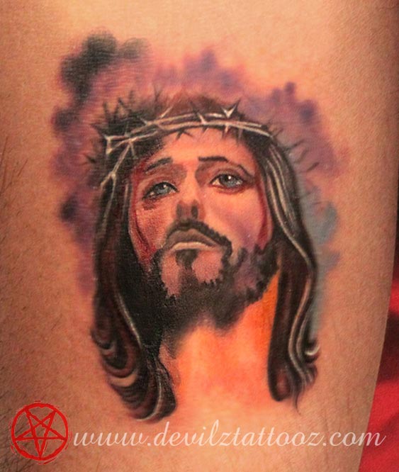 jesus christ color tattoo