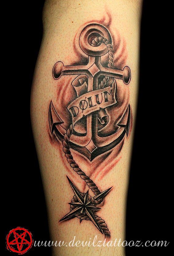 anchor tattoo on leg