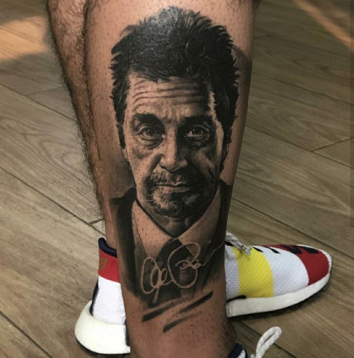 celebrity tattoo on leg