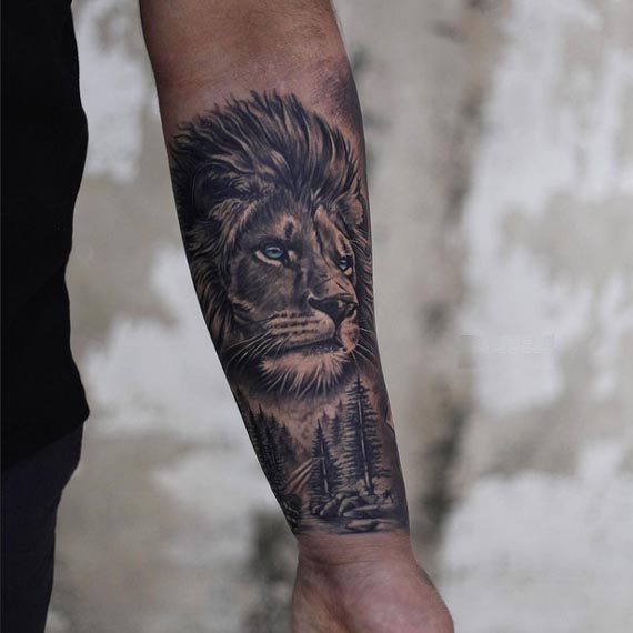lion wild jungle tattoo design male hand forearm