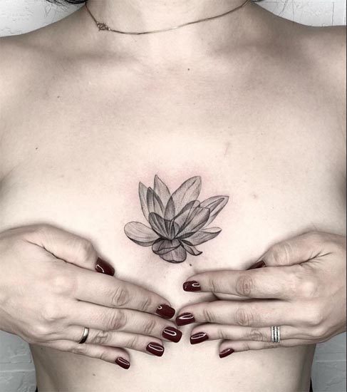 lotus flower tattoo design x ray female sternum