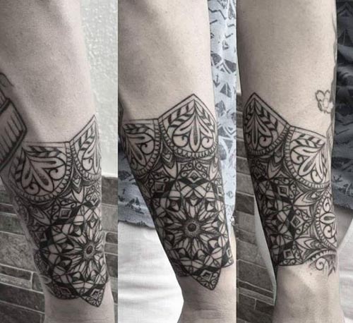 mandala tattoo on leg