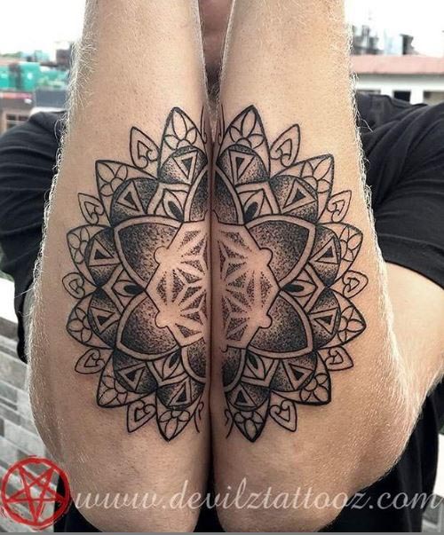 male mandala tattoo on both hands