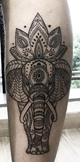 mandala tattoo on calf