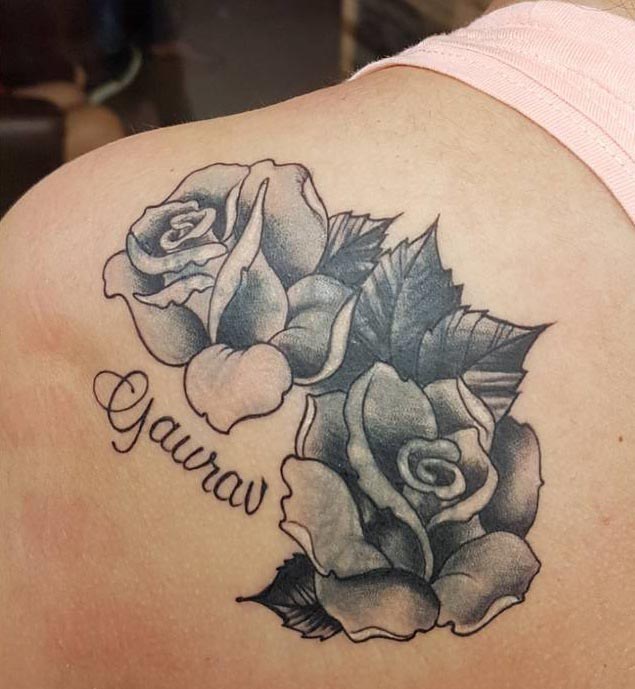 gaurav name female shoulder back with rose