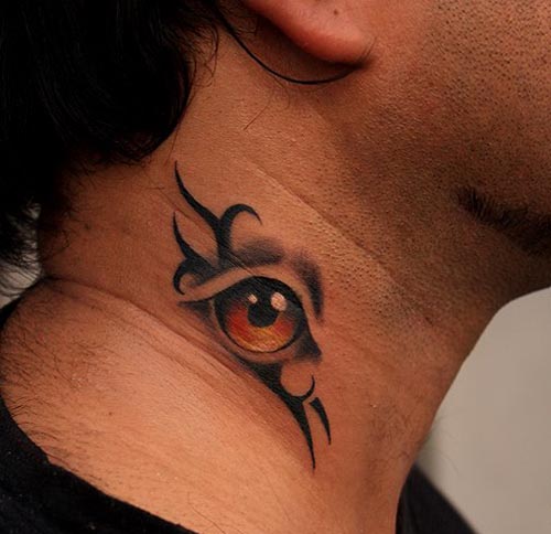 eye tattoo design on neck
