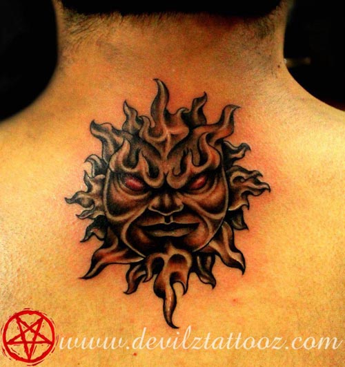 sun face tattoo design