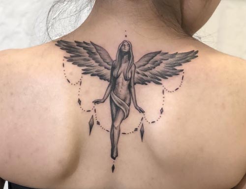 winged angel tattoo design
