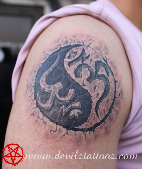 3d yin yang om tattoo