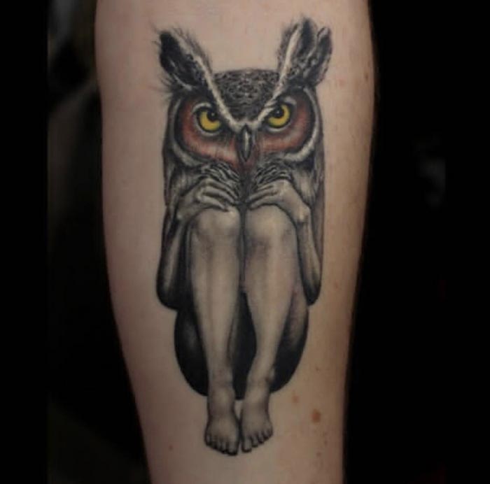 owl human tattoo