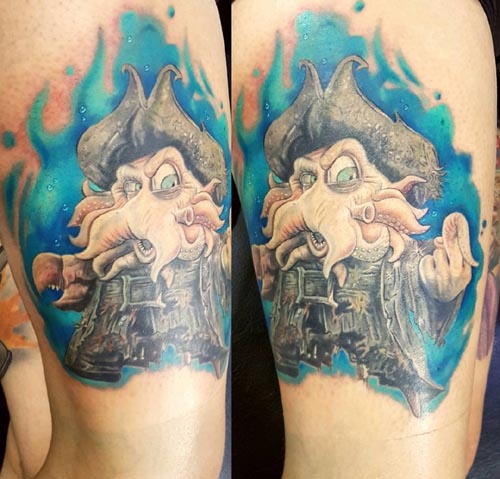 davy jones portrait tattoo on Arm