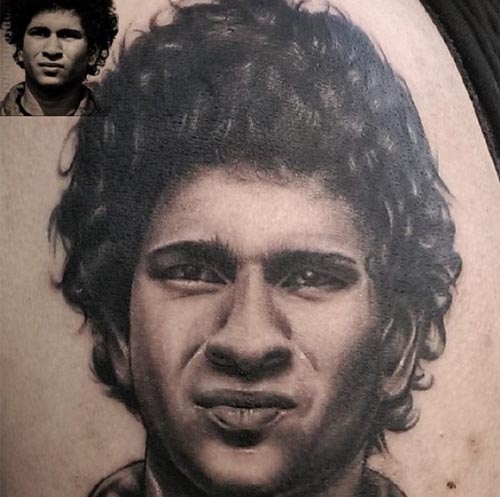 sachin tendulkar portrait Tattoo