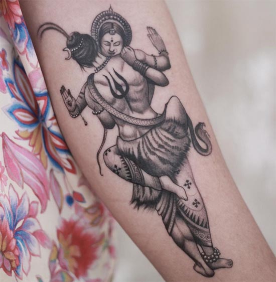 shiva shakti tattoo design female hand forearm