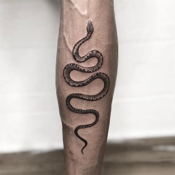 snake tattoo design male leg shin