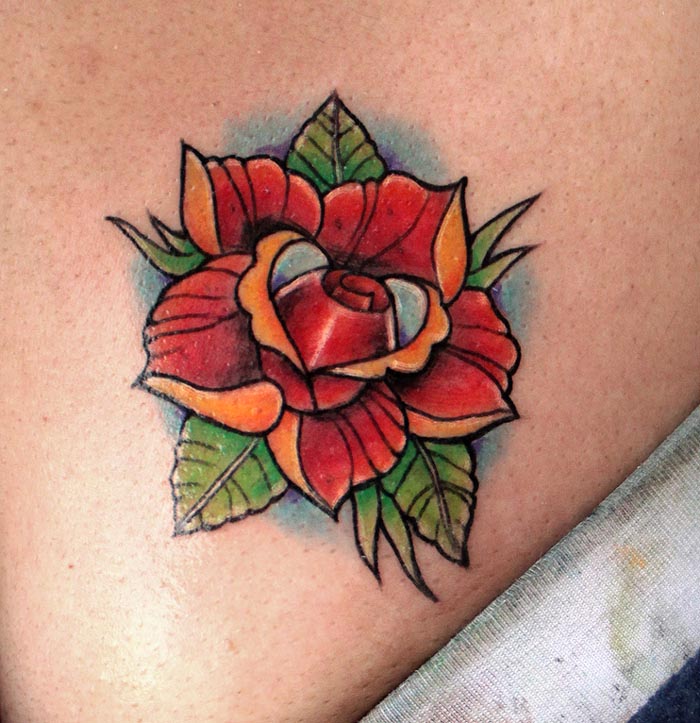 new school rose tattoo