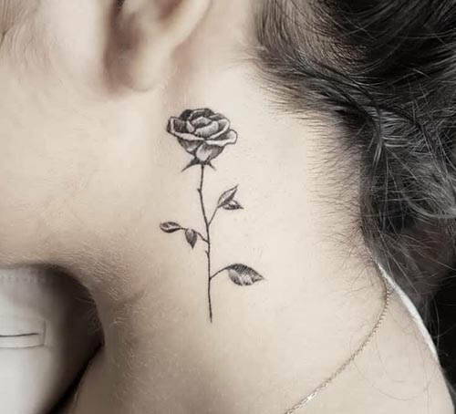 small rose tattoo design female neck