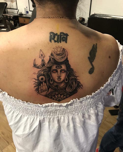 Shiva Trishul Tattoo On Back Neck - Design Talk