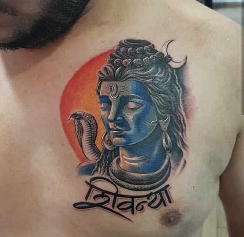 color calm shiva tattoo Chest