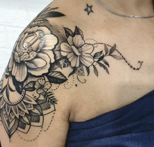 black floral tattoo design