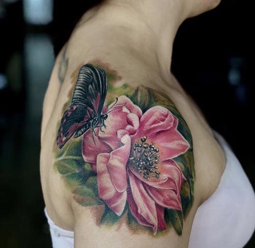 colorful floral tattoo design
