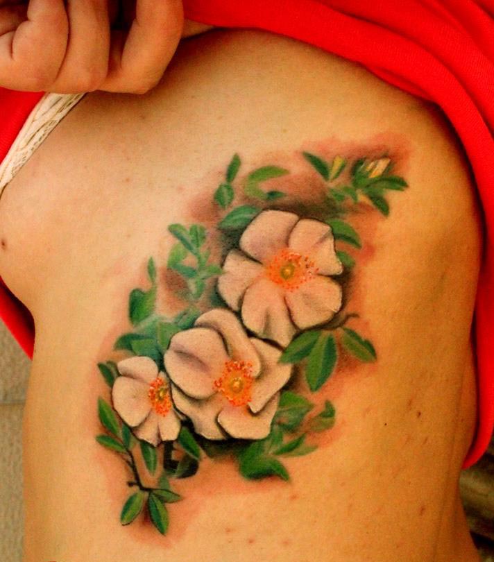 cherokee rose flower color tattoo