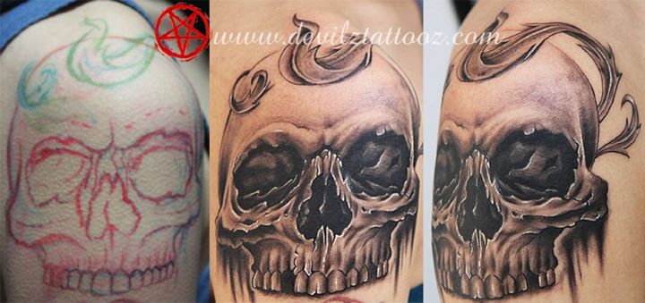 freehand skull tattoo