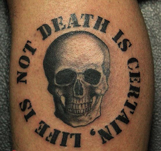 skull text tattoo