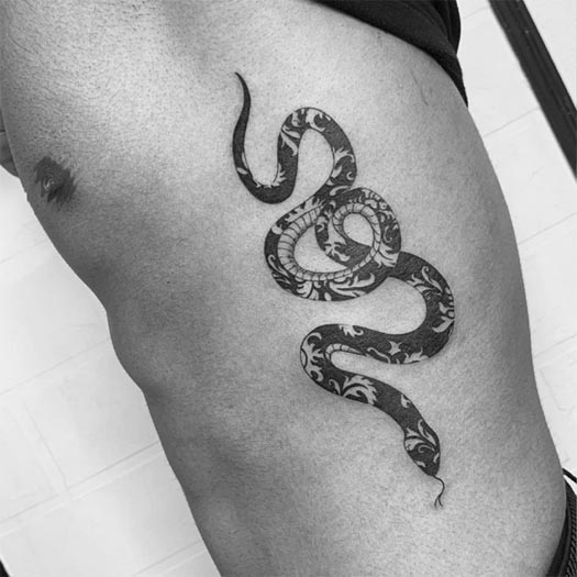 snake tattoo design blackwork male side