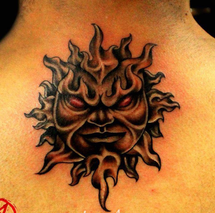 sun face tattoo