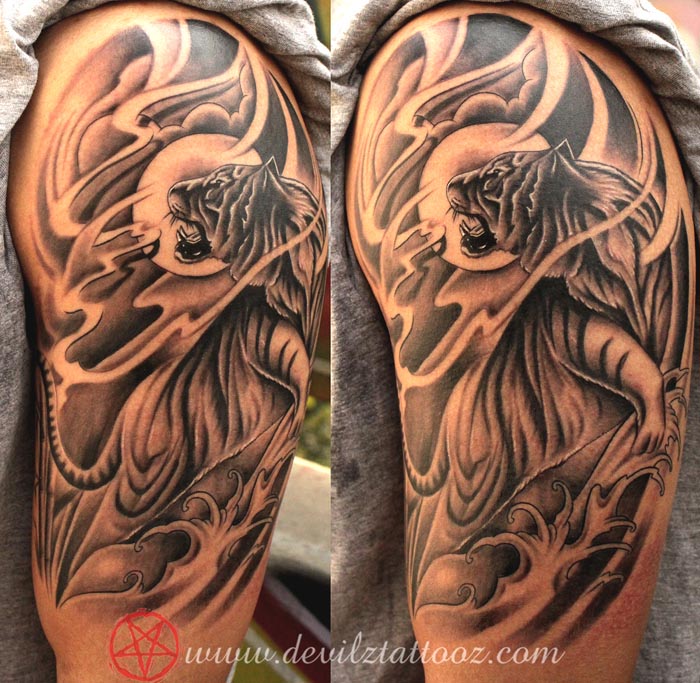 tiger japanese half sleeve tattoo