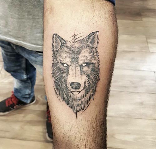 simple intense wolf tattoo design
