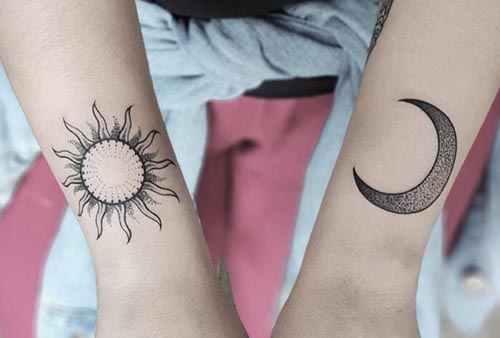 pair sun and moon tattoo design