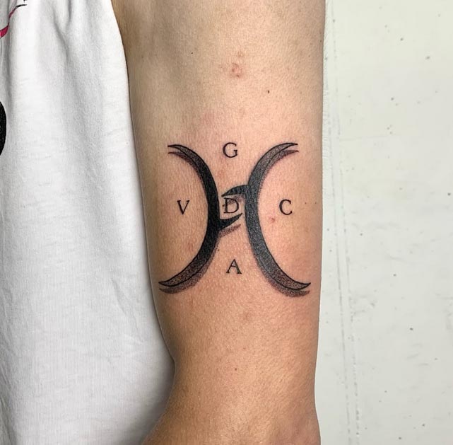 pisces zodiac sign tattoo family name initials