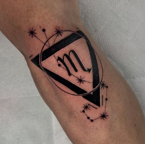 scorpio zodiac sign tattoo male forearm